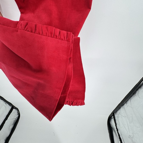 RSVP by TALBOTS Red Velveteen Pants Womens 16 Ruffle Slim Ankle Mid Rise NWT - Picture 10 of 14
